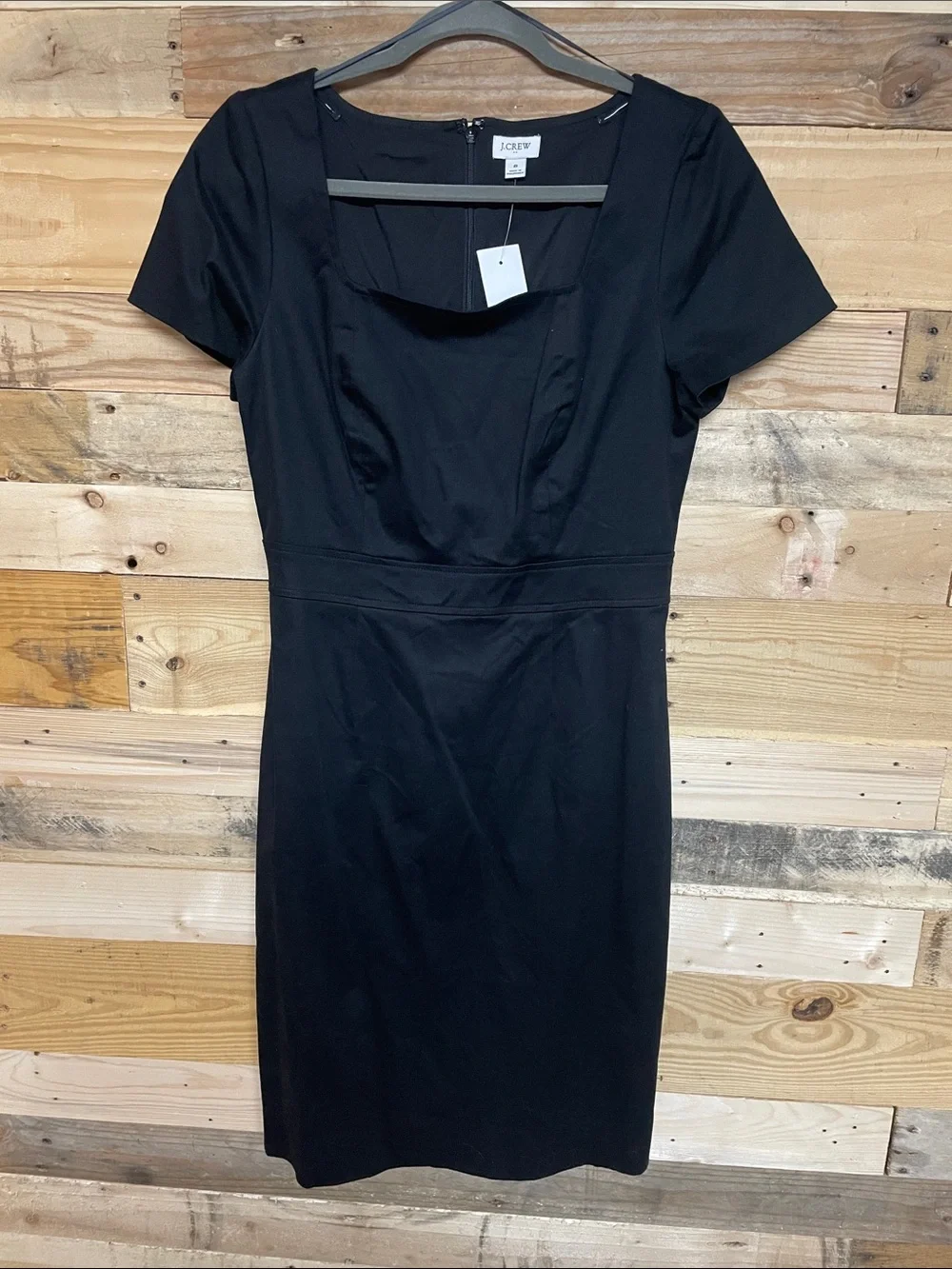 J. Crew size 8 Black Short-Sleeve Midi Sheath Dress